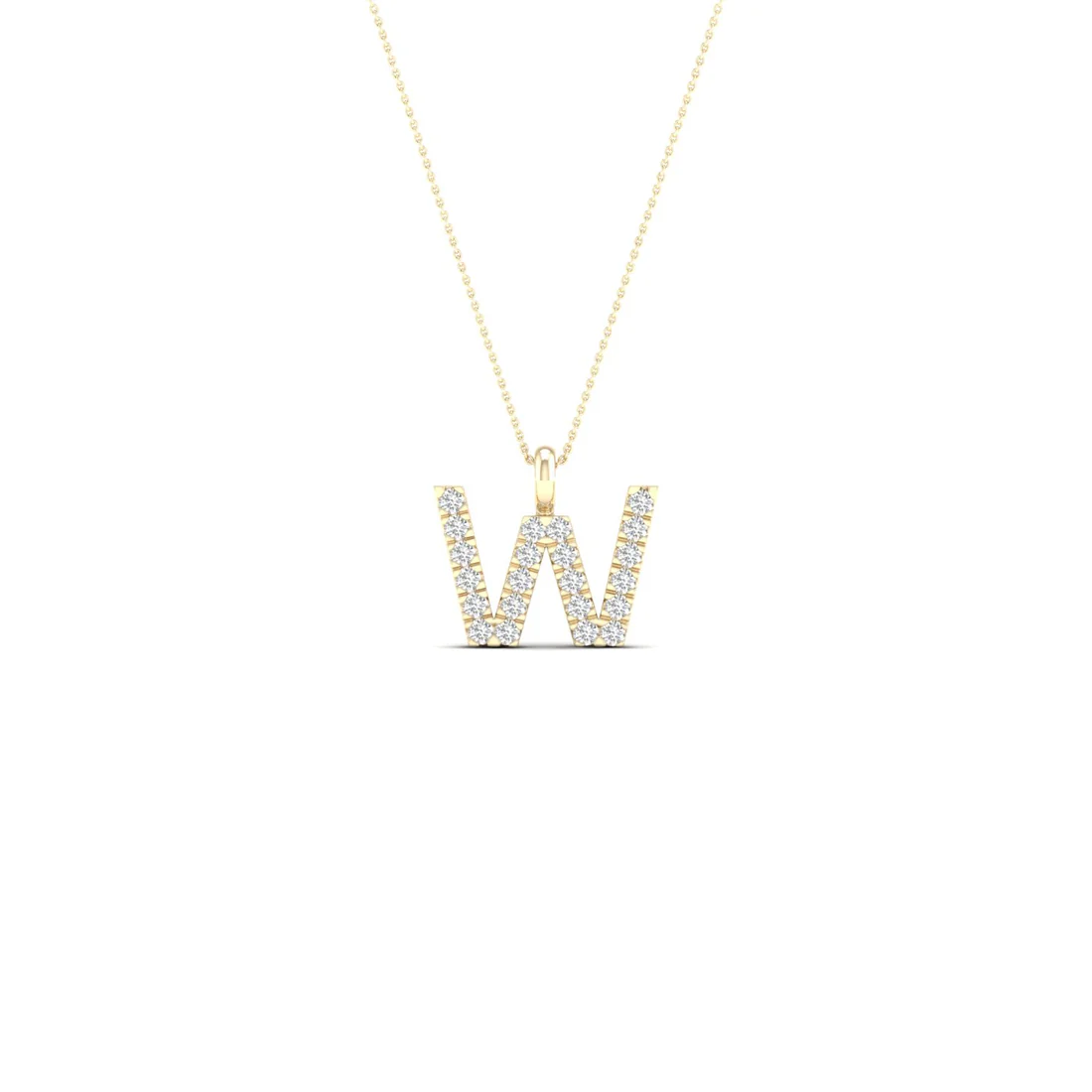 0.090CTW Lab Grown Diamond W Letter Pendant