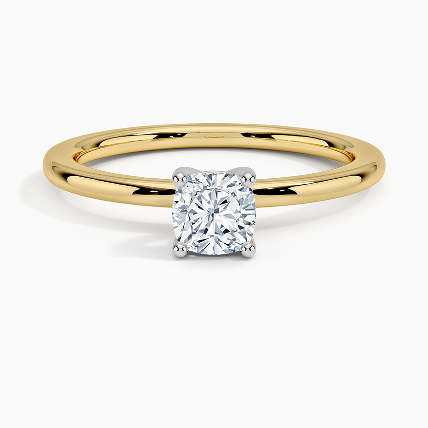 1/2 Cushion Lab Grown Diamond Gold Two Tone Solitaire Ring