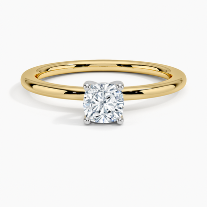 1/2 Cushion Lab Grown Diamond Gold Two Tone Solitaire Ring