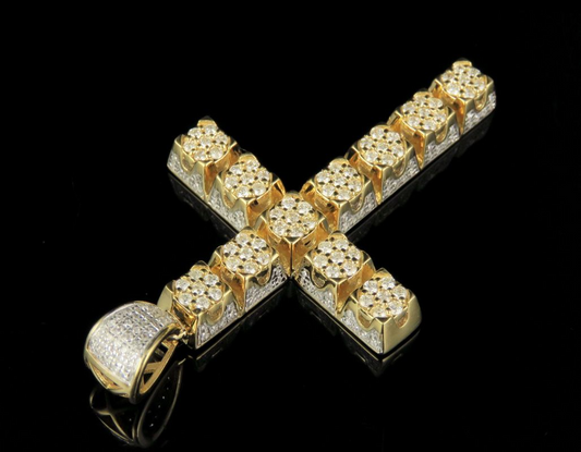 2 Inch Cluster Set Lab Grown Diamond Cross Pendant