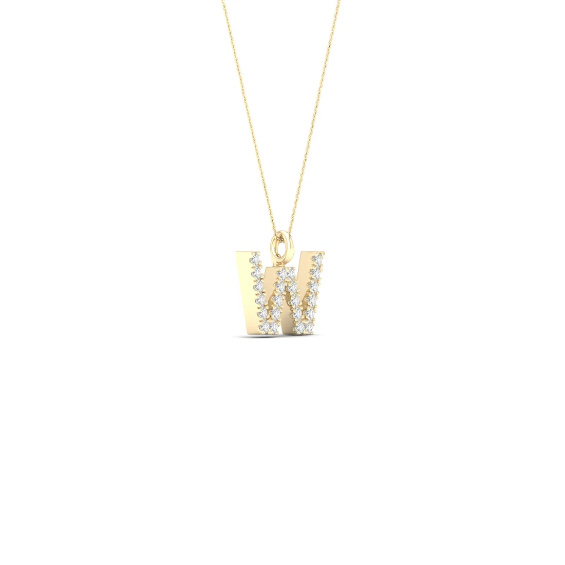 0.090CTW Lab Grown Diamond W Letter Pendant
