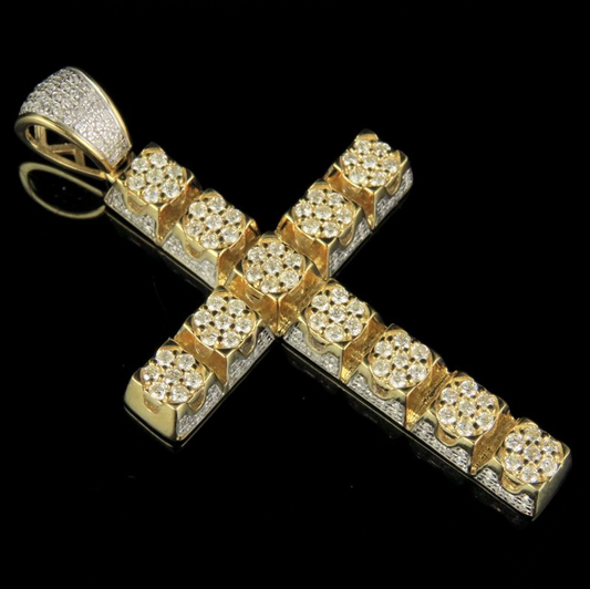 2 Inch Cluster Set Lab Grown Diamond Cross Pendant