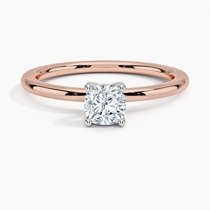 1/2 Cushion Lab Grown Diamond Gold Two Tone Solitaire Ring