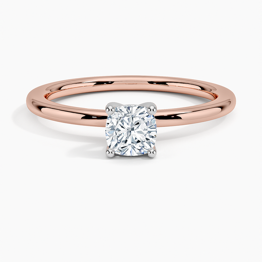 1/2 Cushion Lab Grown Diamond Gold Two Tone Solitaire Ring