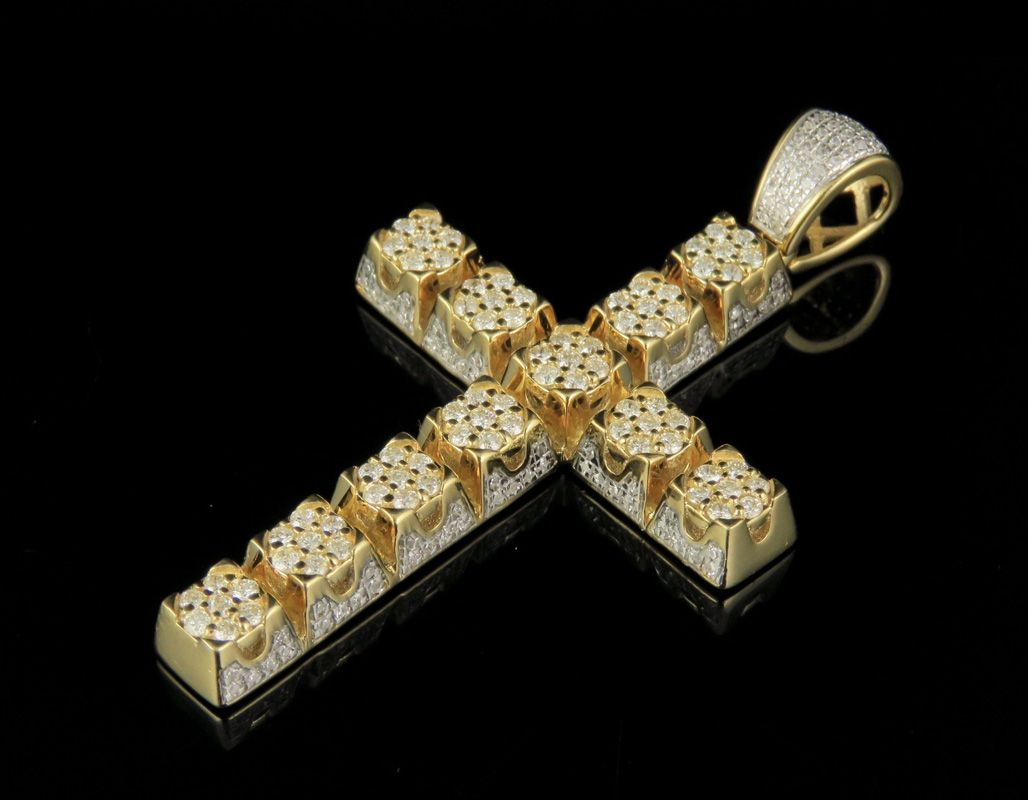2 Inch Cluster Set Lab Grown Diamond Cross Pendant