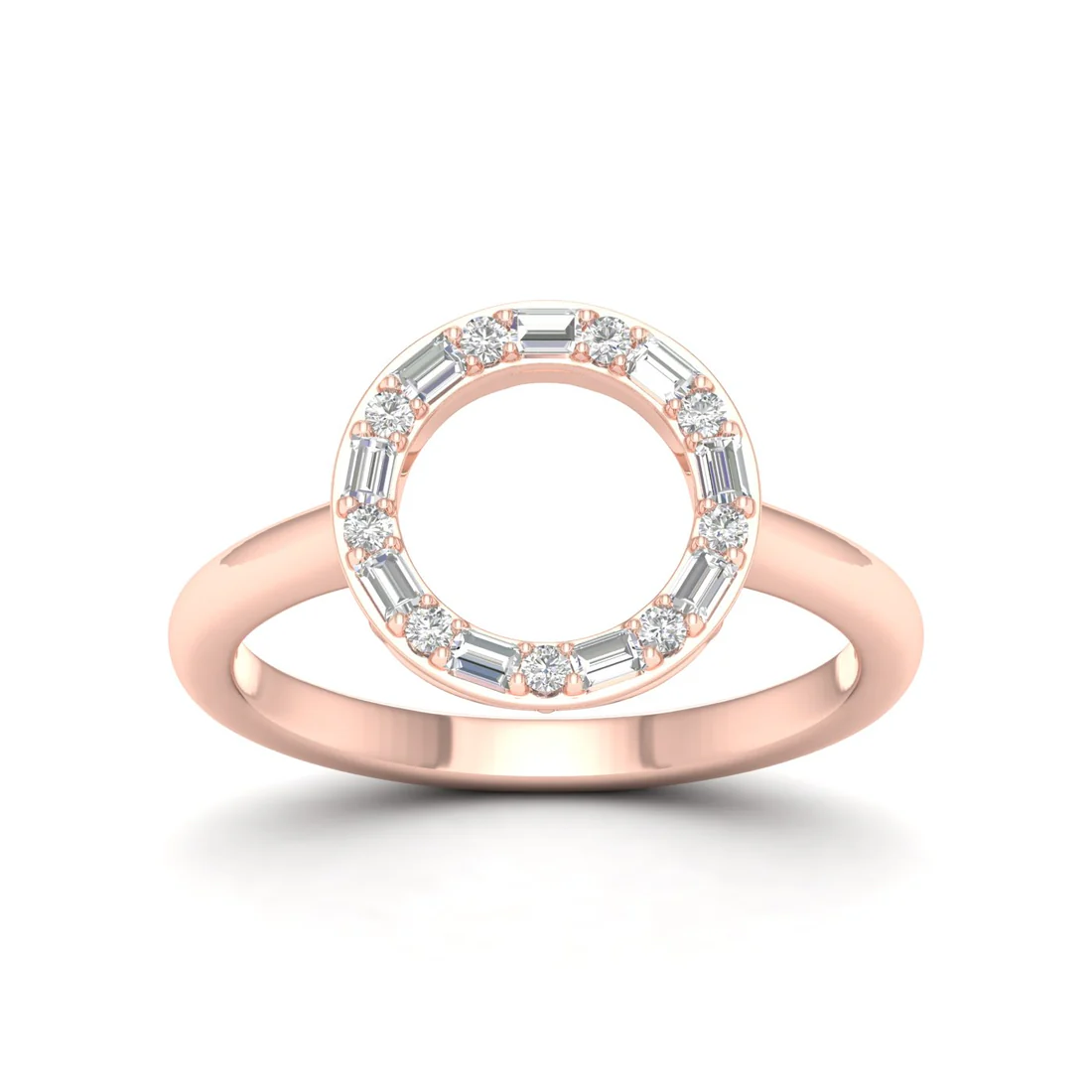 0.25Ctw Lab Grown Diamond Circle Baguette Fashion Ring