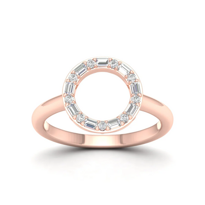 0.25Ctw Lab Grown Diamond Circle Baguette Fashion Ring