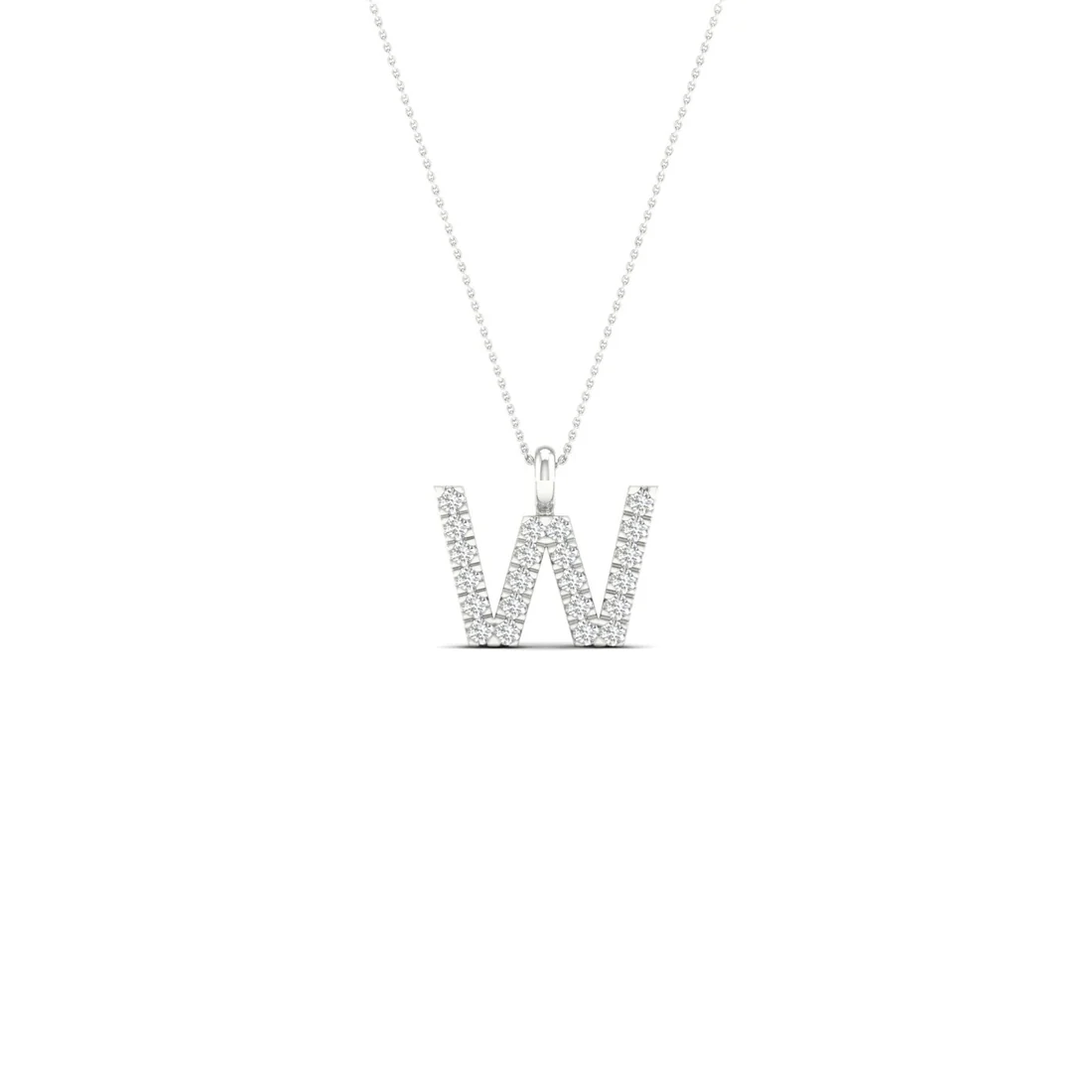 0.090CTW Lab Grown Diamond W Letter Pendant