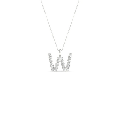 0.090CTW Lab Grown Diamond W Letter Pendant