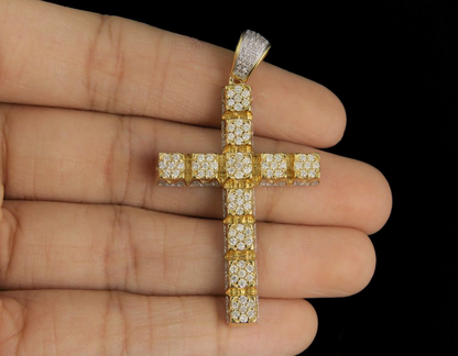 2 Inch Cluster Set Lab Grown Diamond Cross Pendant