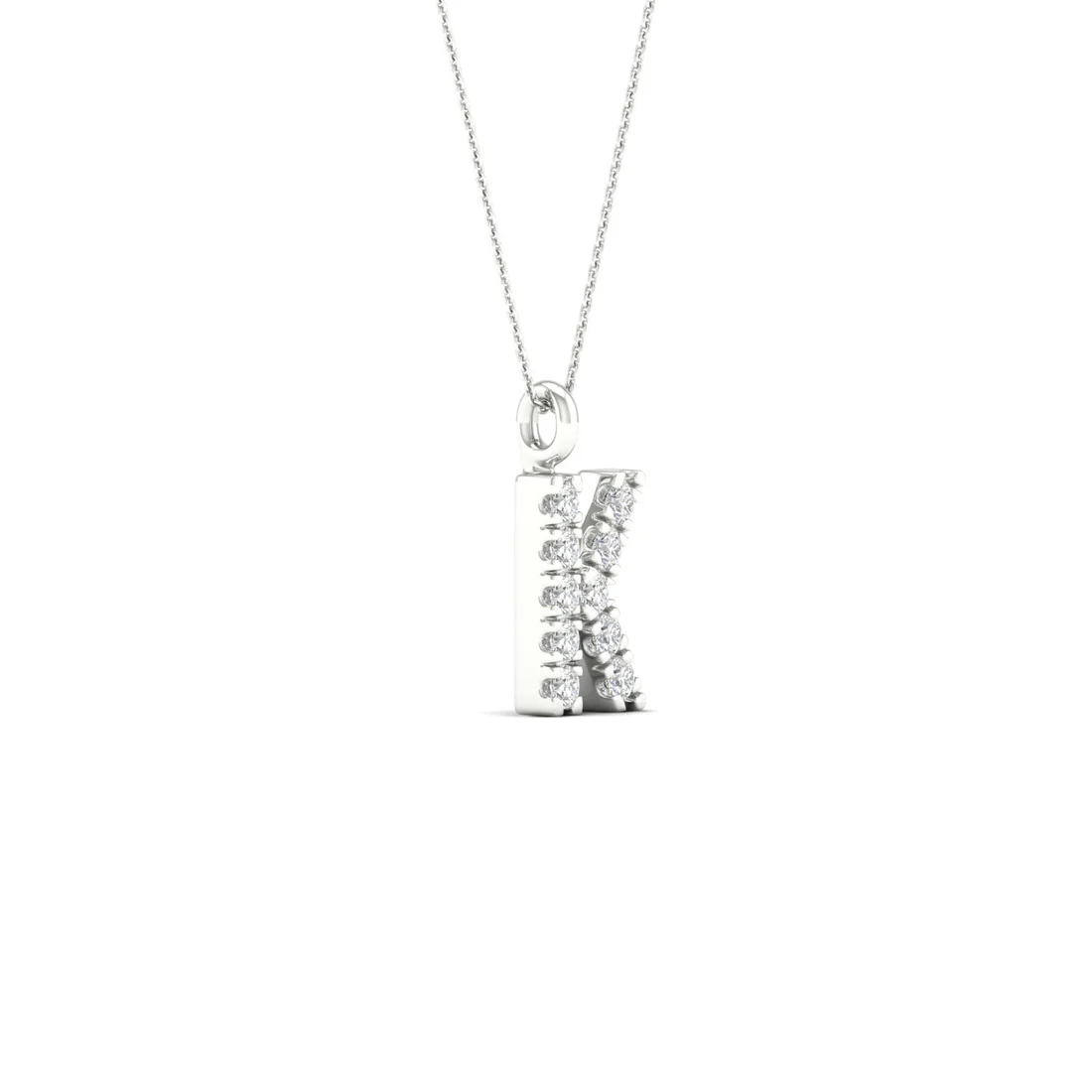 0.05 CTW Lab Grown Diamond K Initial Letter Pendant