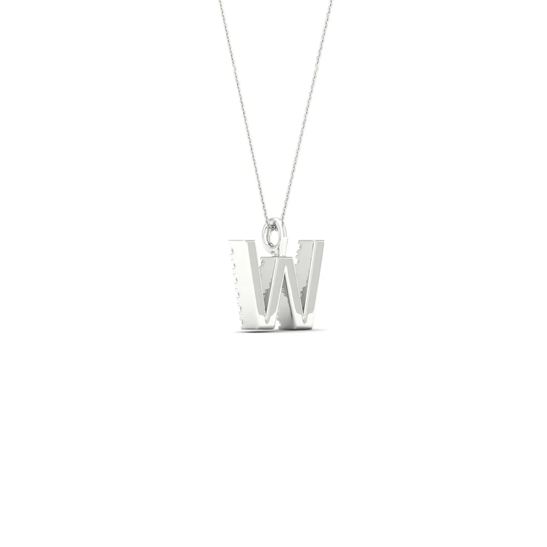 0.090CTW Lab Grown Diamond W Letter Pendant