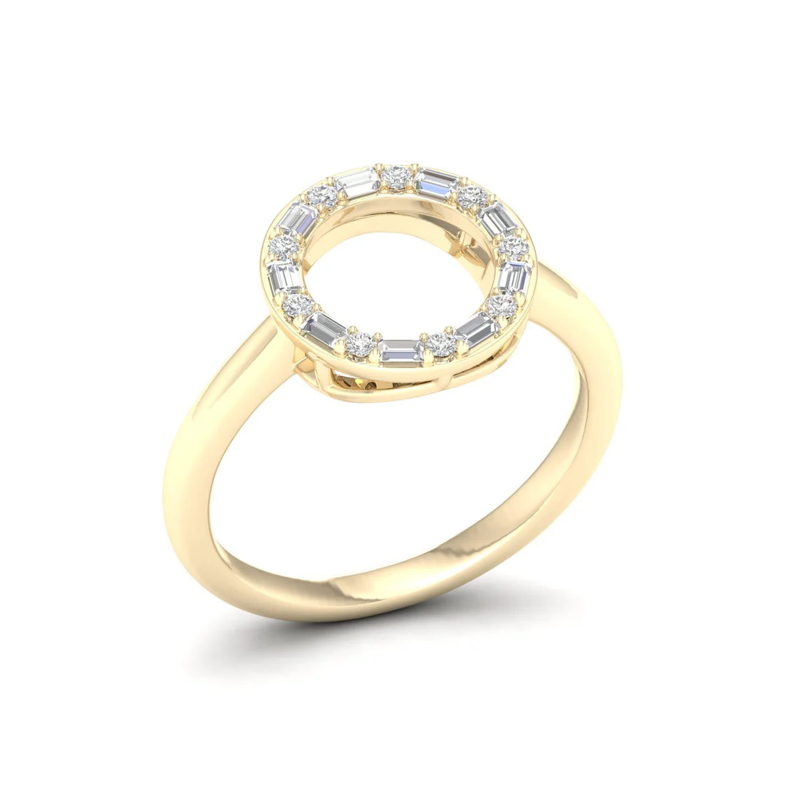 0.25Ctw Lab Grown Diamond Circle Baguette Fashion Ring
