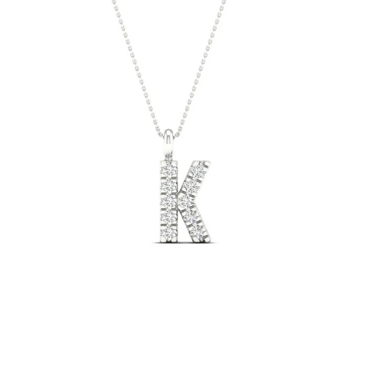 0.05 CTW Lab Grown Diamond K Initial Letter Pendant