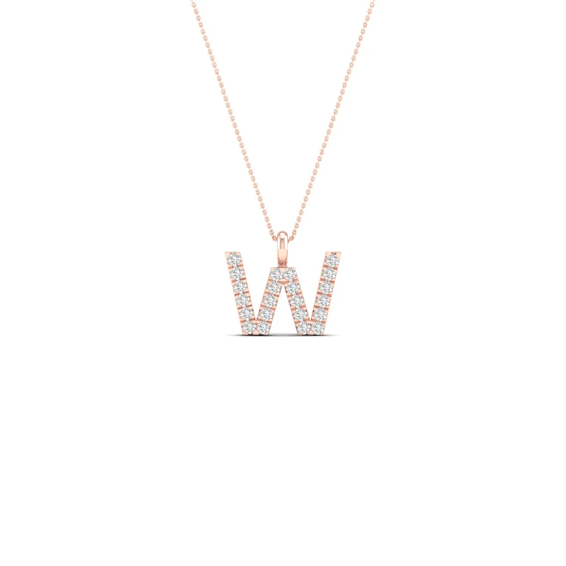 0.090CTW Lab Grown Diamond W Letter Pendant