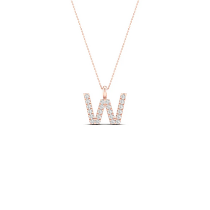0.090CTW Lab Grown Diamond W Letter Pendant