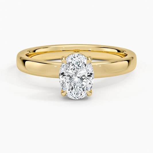 3/4 CT Oval Lab Grown Diamond Gold Solitaire Ring