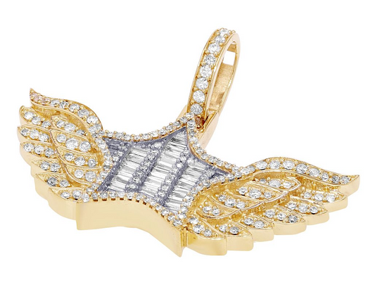 1 Inch 10K Gold Star Wing Lab Grown Diamond Pendant
