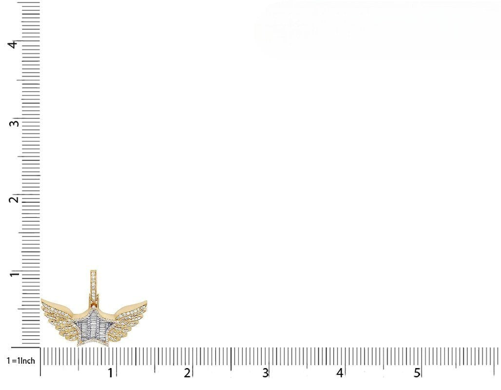 1 Inch 10K Gold Star Wing Lab Grown Diamond Pendant