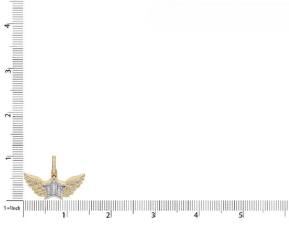 1 Inch 10K Gold Star Wing Lab Grown Diamond Pendant