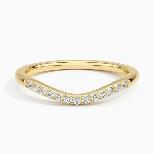 0.09CTW Solid Yellow Gold Lab Grown Diamond Simple Wedding Band