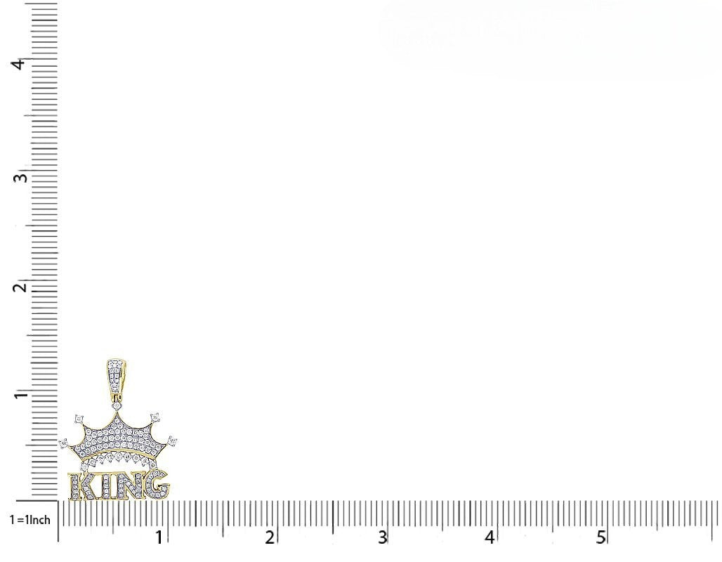 Lab Grown Diamond 10K Gold 1.3" King Crown Pendant