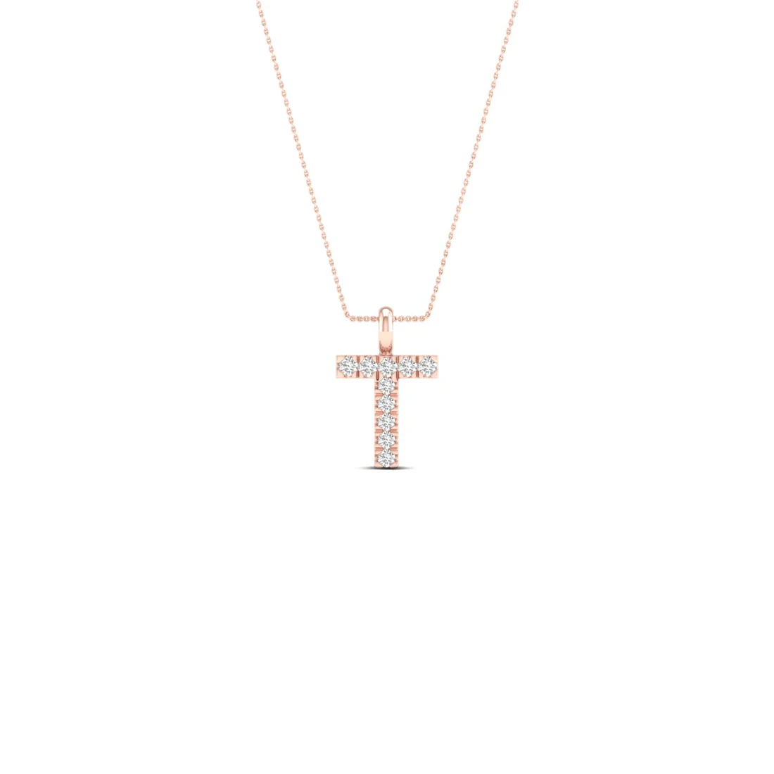 0.05CTW Lab Grown Diamond T Letter Pendant