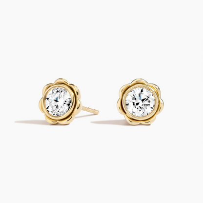 1/2 CTW Single Lab Grown Diamond Flower Stud Earrings