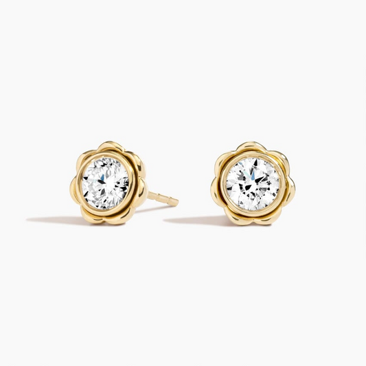 1/2 CTW Single Lab Grown Diamond Flower Stud Earrings