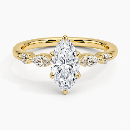 1CT Marquise Lab Grown Diamond Gold Engagement Ring