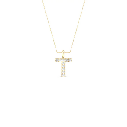 0.05CTW Lab Grown Diamond T Letter Pendant
