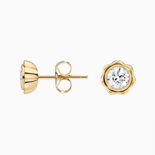 1/2 CTW Single Lab Grown Diamond Flower Stud Earrings