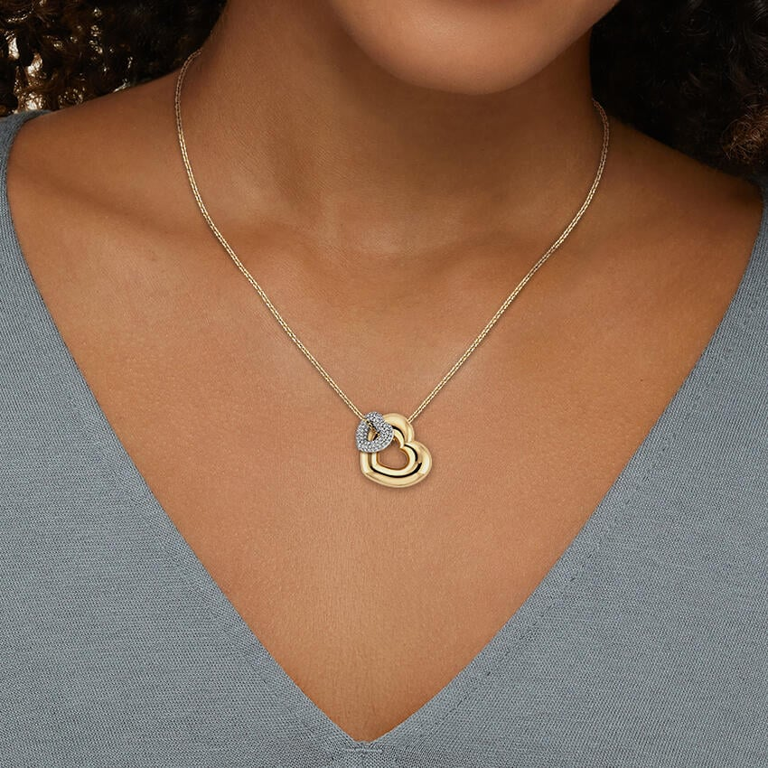 1/3 CTW Lab Grown Diamond Two Hearts Pendant