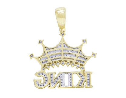 Lab Grown Diamond 10K Gold 1.3" King Crown Pendant