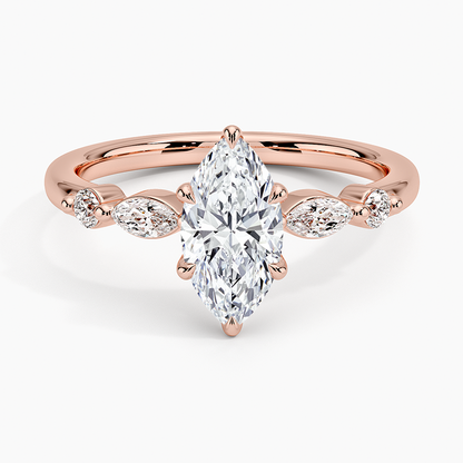 1CT Marquise Lab Grown Diamond Gold Engagement Ring