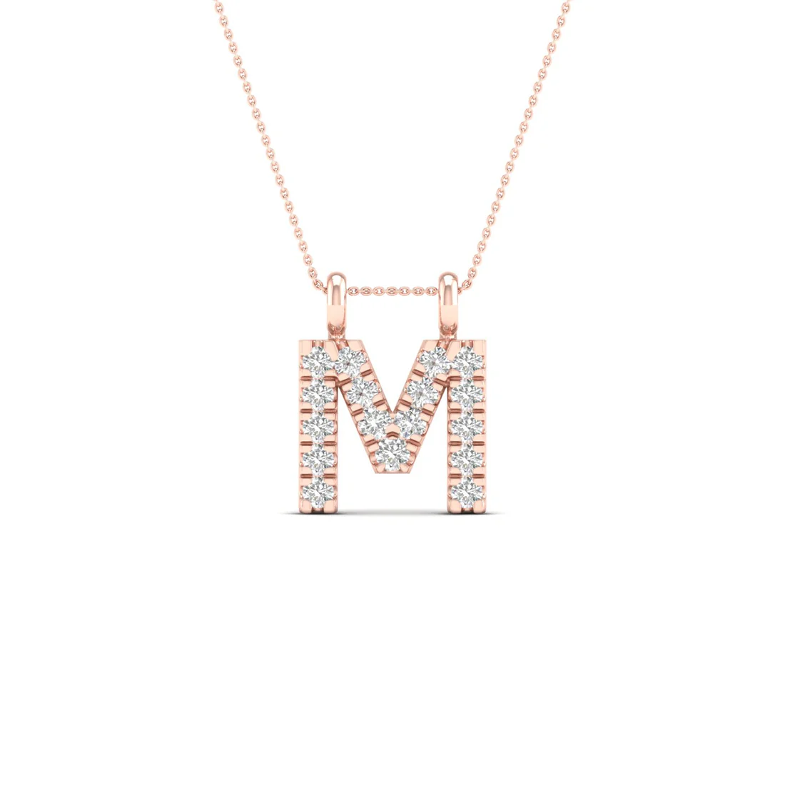 0.06 CTW Lab Grown Diamond M Letter Pendant