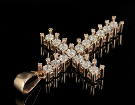 1 Inch 10K Lab Grown Diamond One Row Cross Pendant