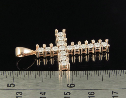 1 Inch 10K Lab Grown Diamond One Row Cross Pendant