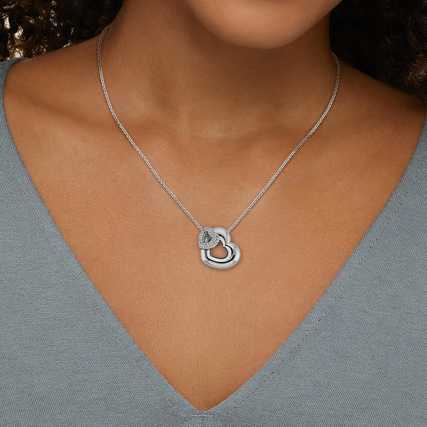 1/3 CTW Lab Grown Diamond Two Hearts Pendant