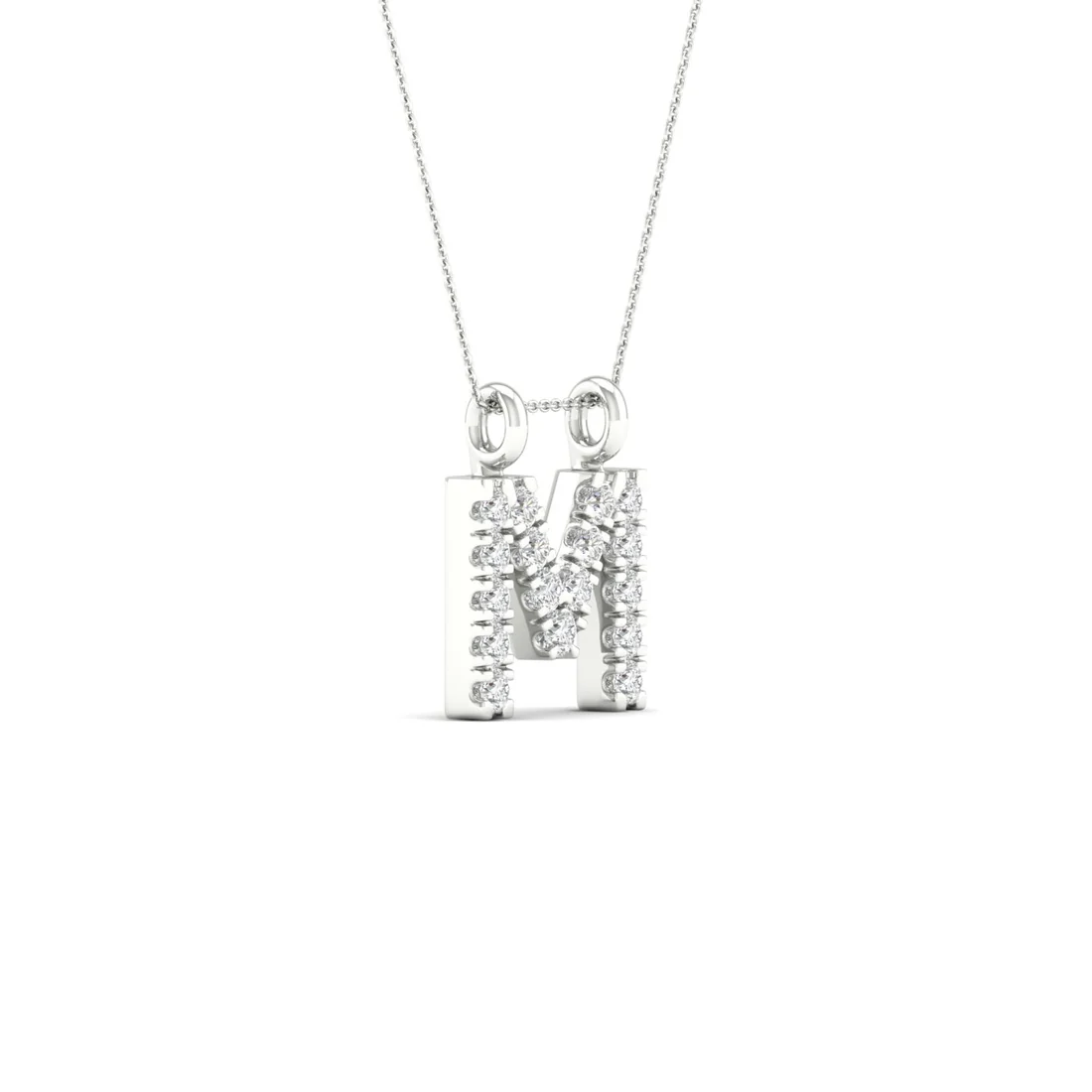 0.06 CTW Lab Grown Diamond M Letter Pendant