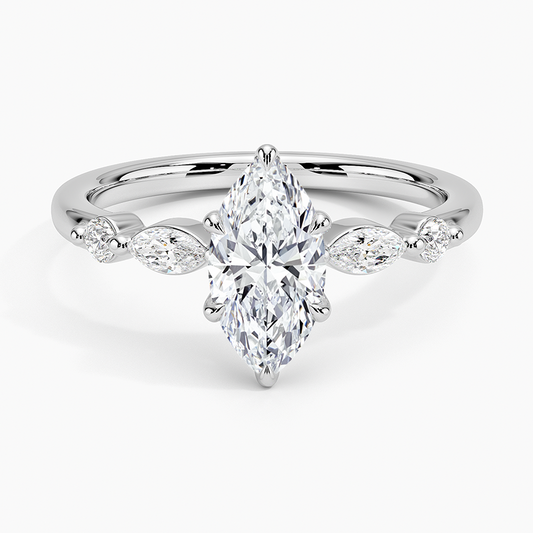 1CT Marquise Lab Grown Diamond Gold Engagement Ring