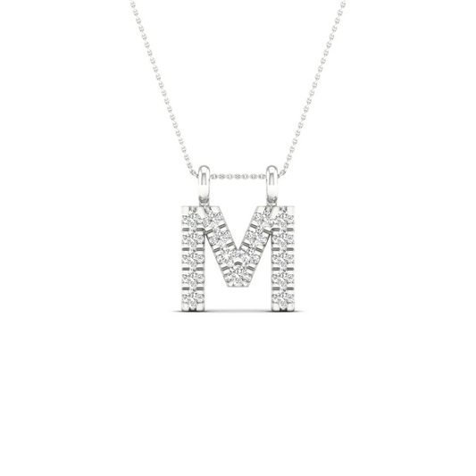0.06 CTW Lab Grown Diamond M Letter Pendant