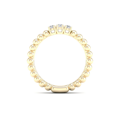 0.16Ctw Lab Grown Diamond Three Stone Bubble Stack Wedding Band