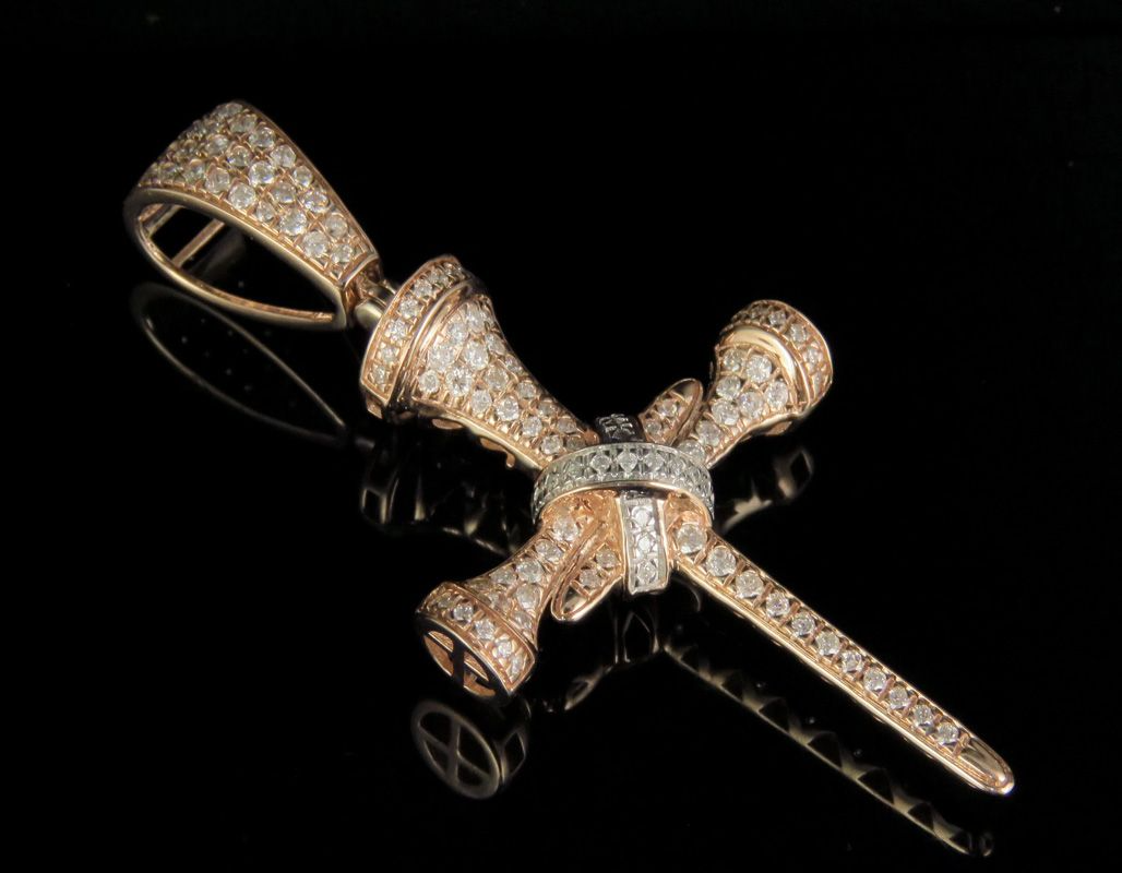 Customized Lab Grown Diamond Nail Cross Pendant