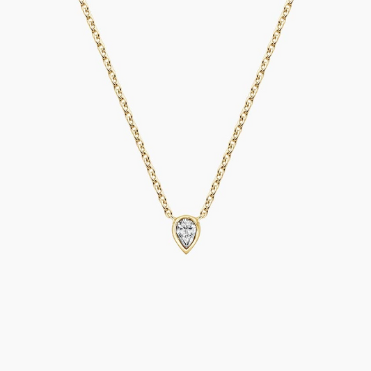 1/10 CTW Lab Grown Diamond Pear Bezel Solitaire Pendant