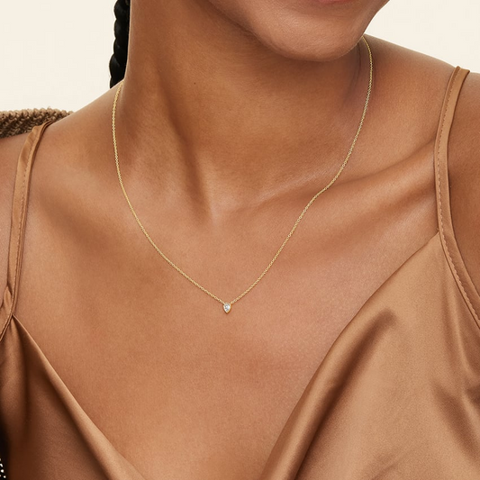 1/10 CTW Lab Grown Diamond Pear Bezel Solitaire Pendant