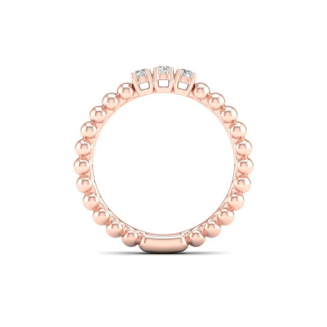 0.16Ctw Lab Grown Diamond Three Stone Bubble Stack Wedding Band