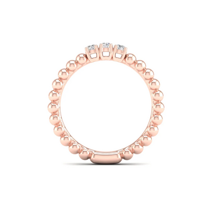 0.16Ctw Lab Grown Diamond Three Stone Bubble Stack Wedding Band