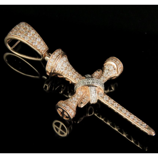 Customized Lab Grown Diamond Nail Cross Pendant