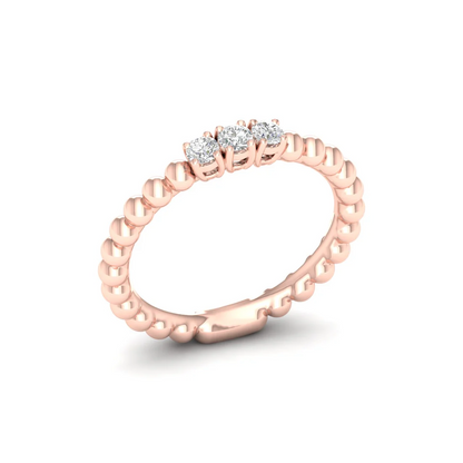 0.16Ctw Lab Grown Diamond Three Stone Bubble Stack Wedding Band